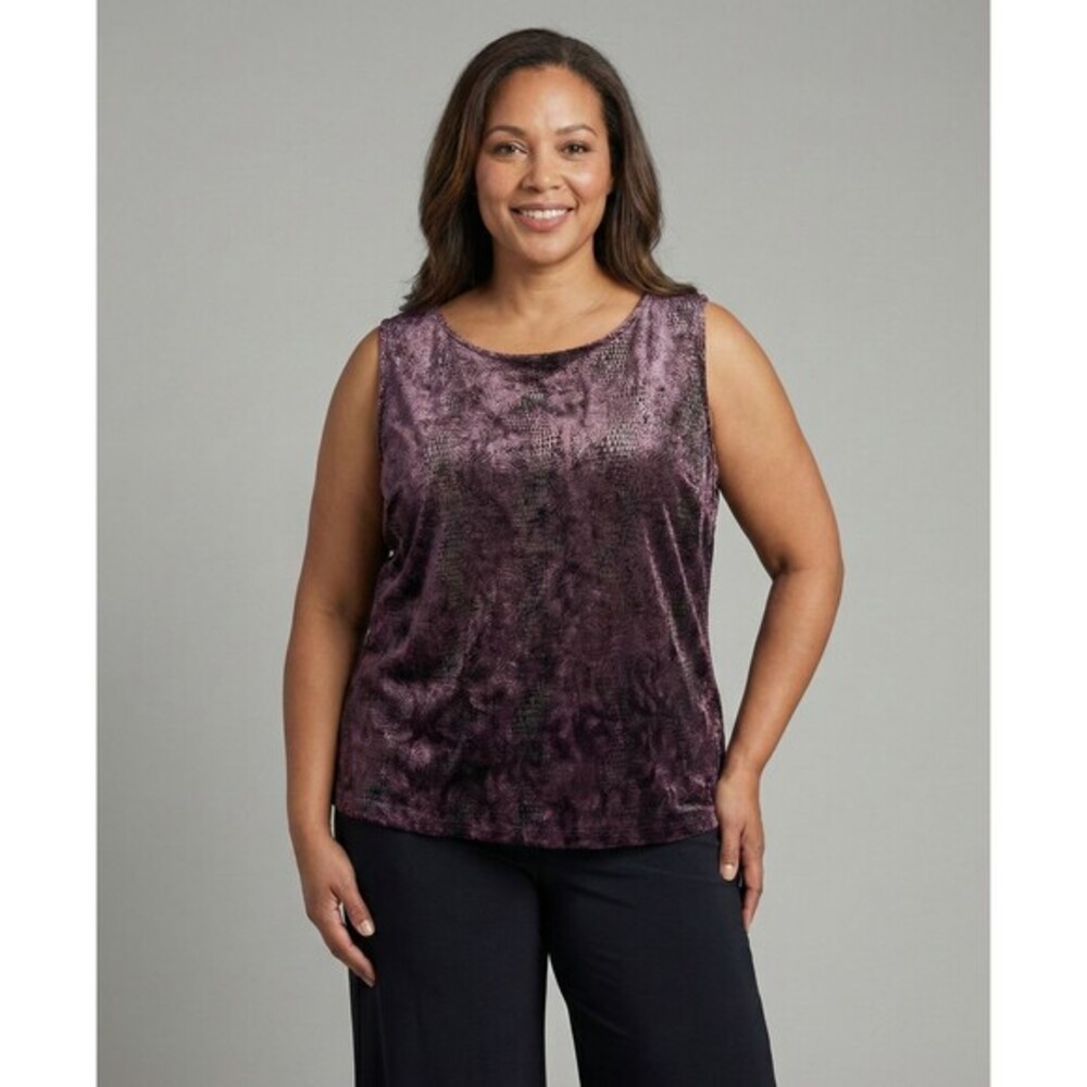 Carole Little Women's Purple textured  Tank Top‎ sleveeless Size :14